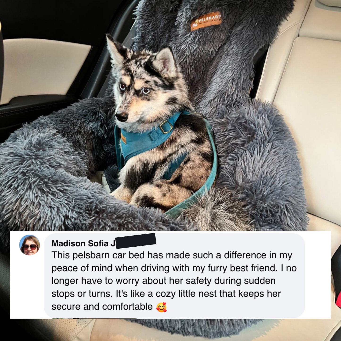 Cómoda cama protectora para coche Pelsbarn