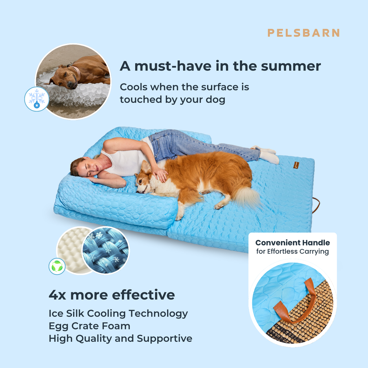 Cama refrescante para perros de tamaño humano