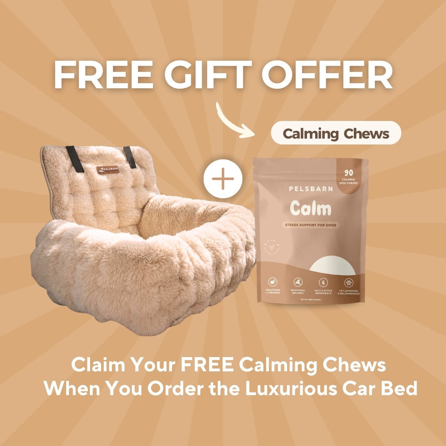 Luxurious Car Bed + Free Calming Chews
