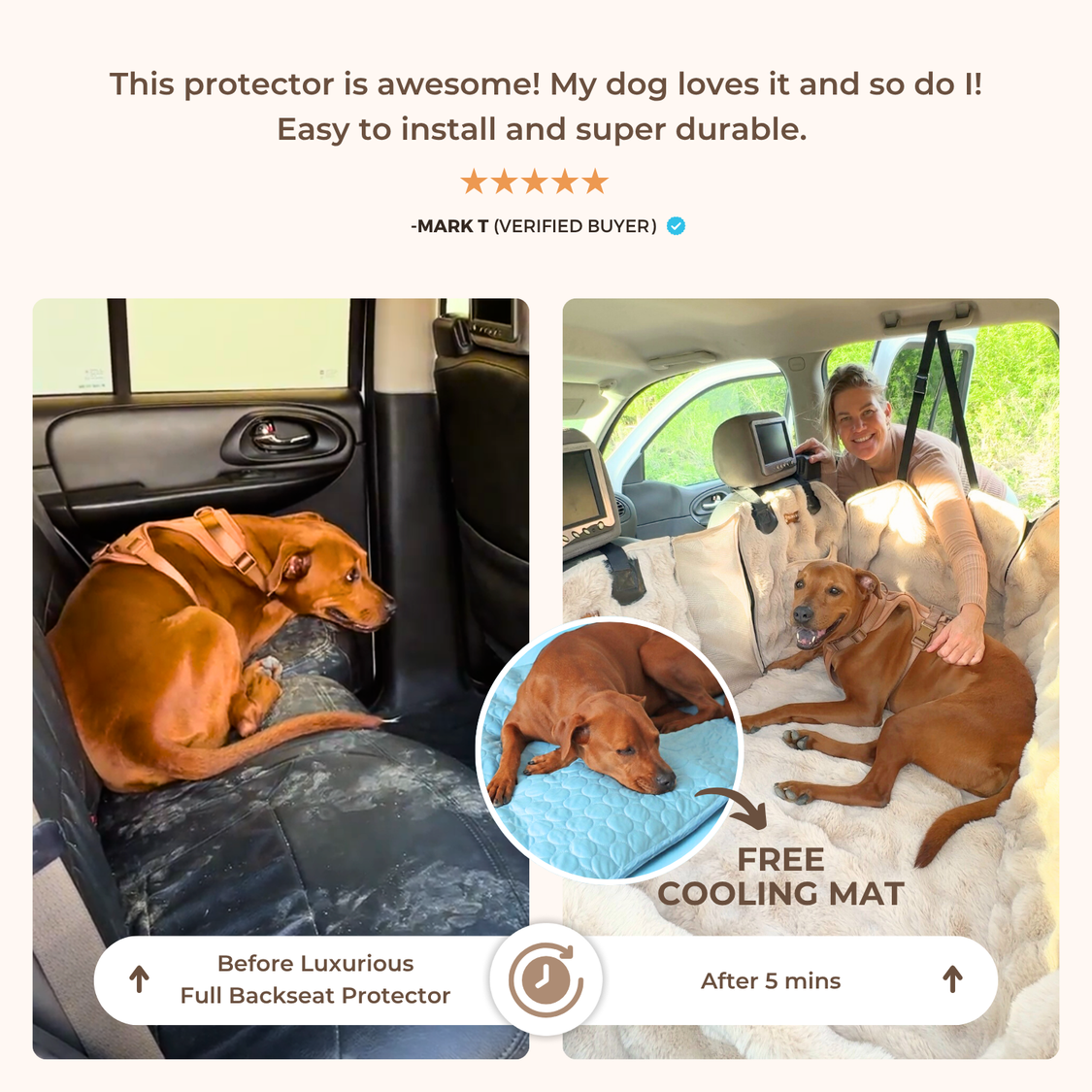 Luxurious Full Backseat Protector + Free Blue Cooling Mat