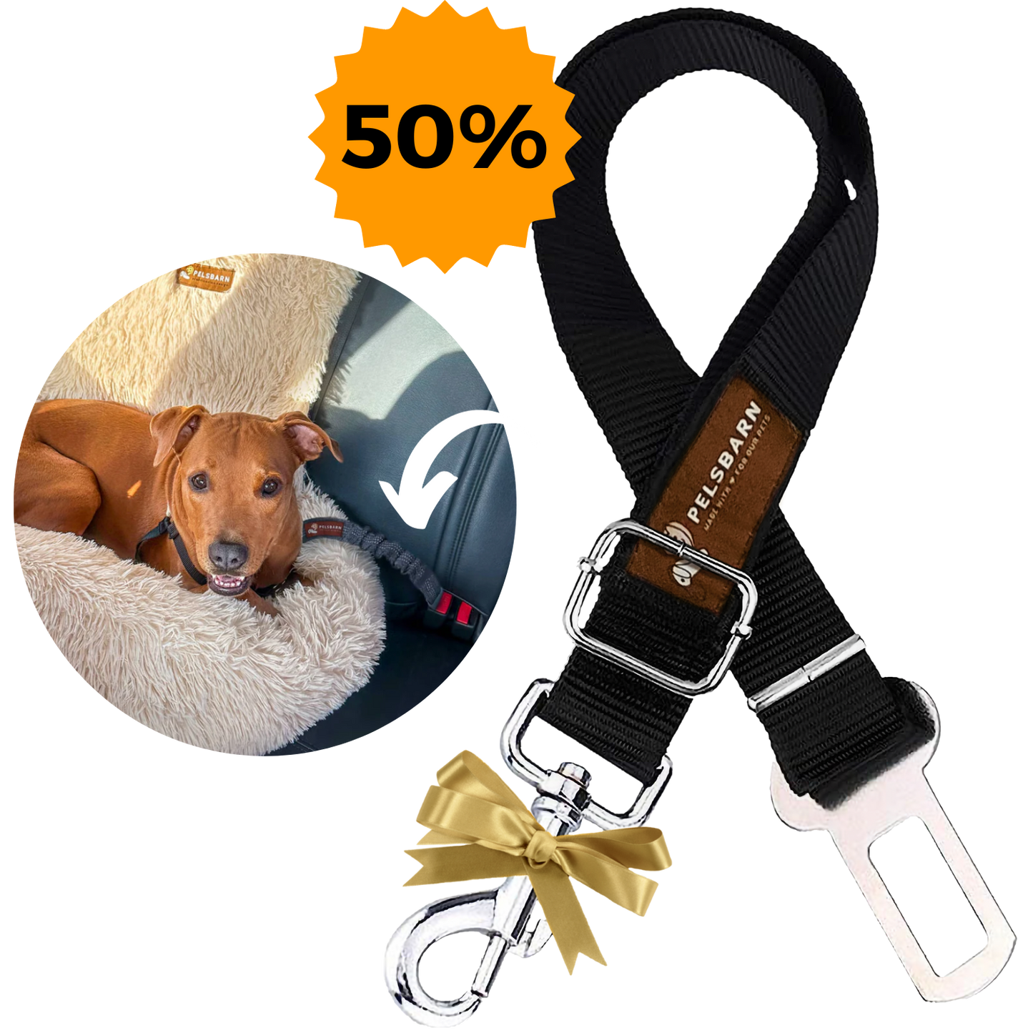 Dog Safety Seat Belt with Elastic Bungee Buffer