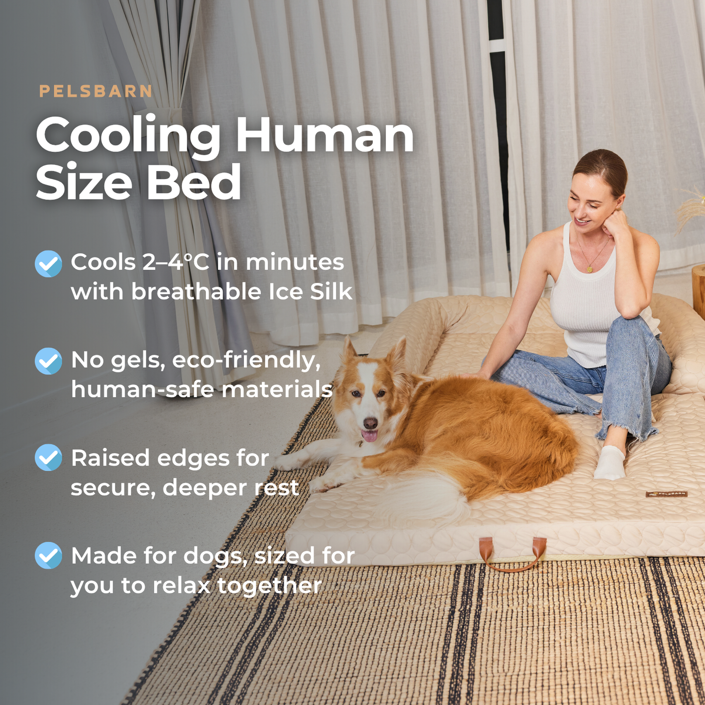 Cama refrescante para perros de tamaño humano