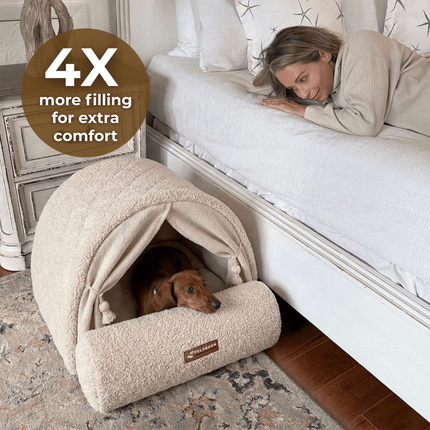 Pelsbarn Dome House Dog Bed in Boucle