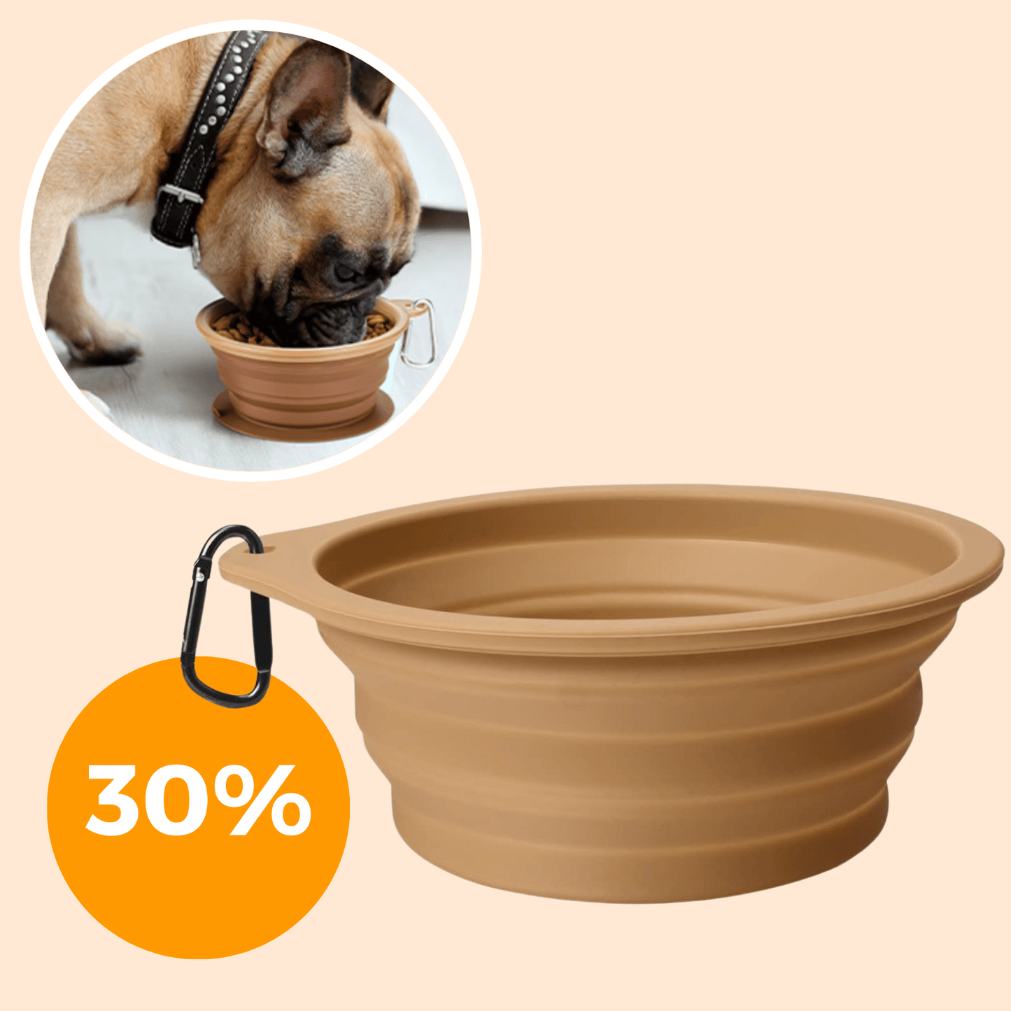 Foldable water and food bowl in 1 (brown)