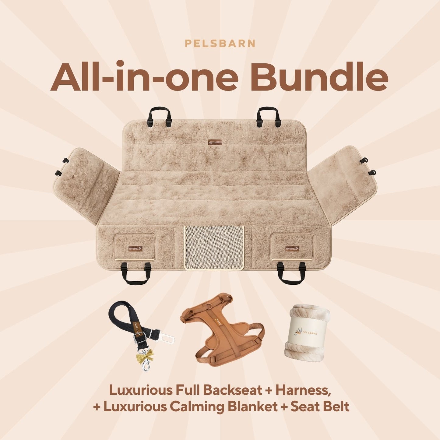Travel Safety kit: LFB + Harness + Luxurious Calming Blanket + Seat Belt (bundle)