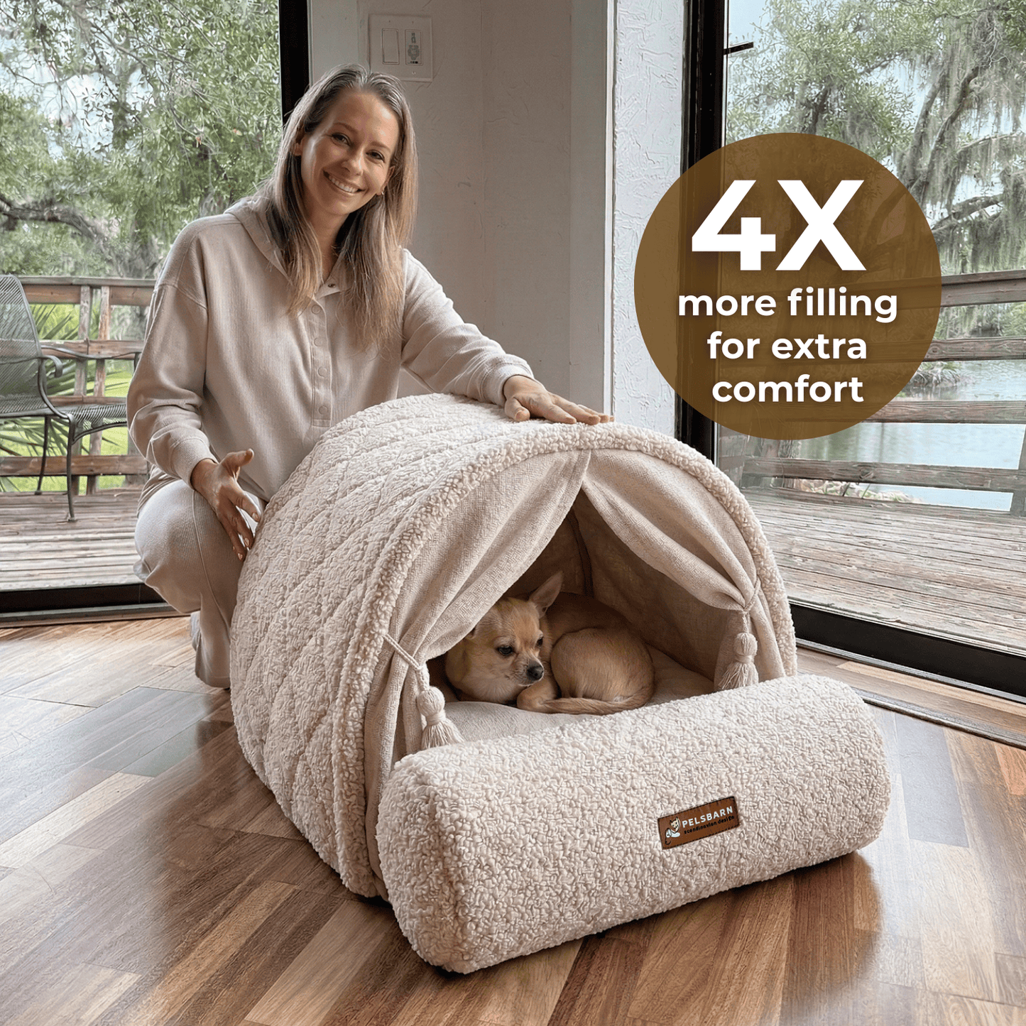 Pelsbarn Dome House Dog Bed in Boucle