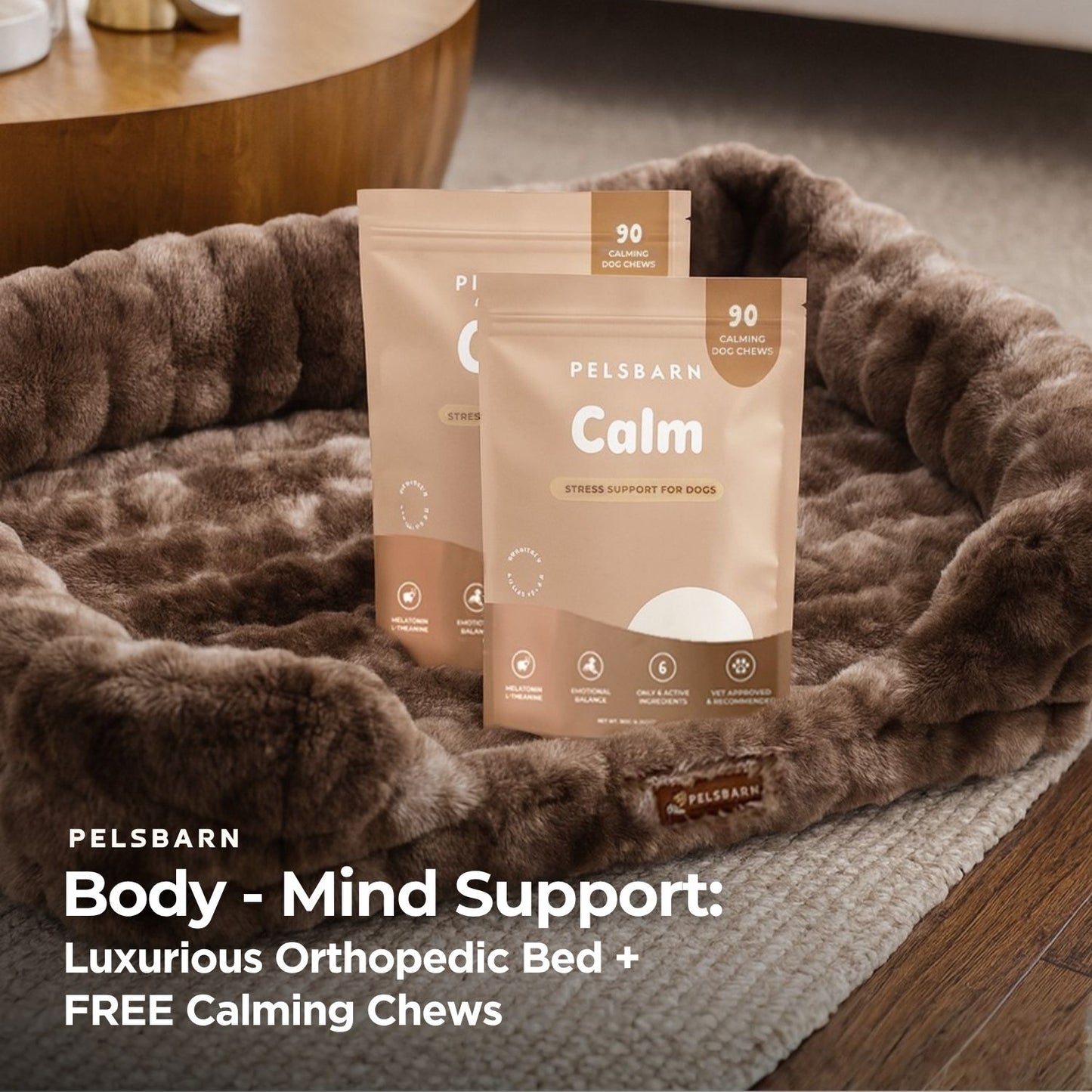 Body - Mind Support: Luxurious Orthopedic Bed + FREE calming chews