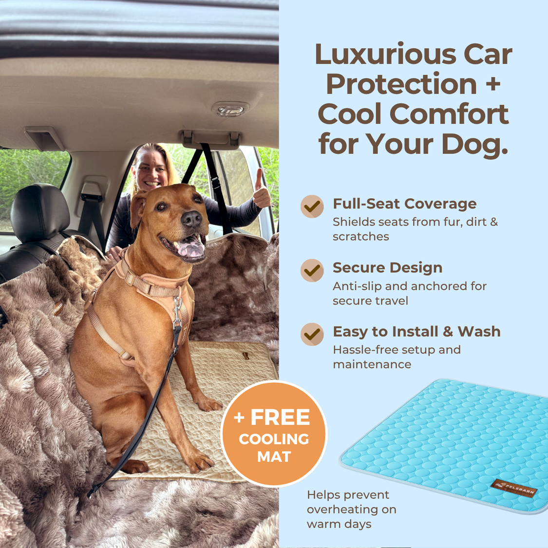 Luxurious Full Backseat Protector + Free Blue Cooling Mat