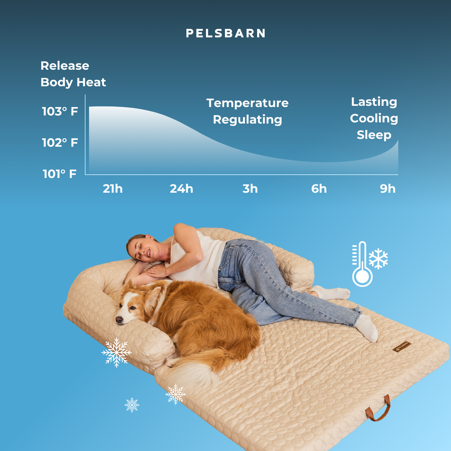 Cama refrescante para perros de tamaño humano