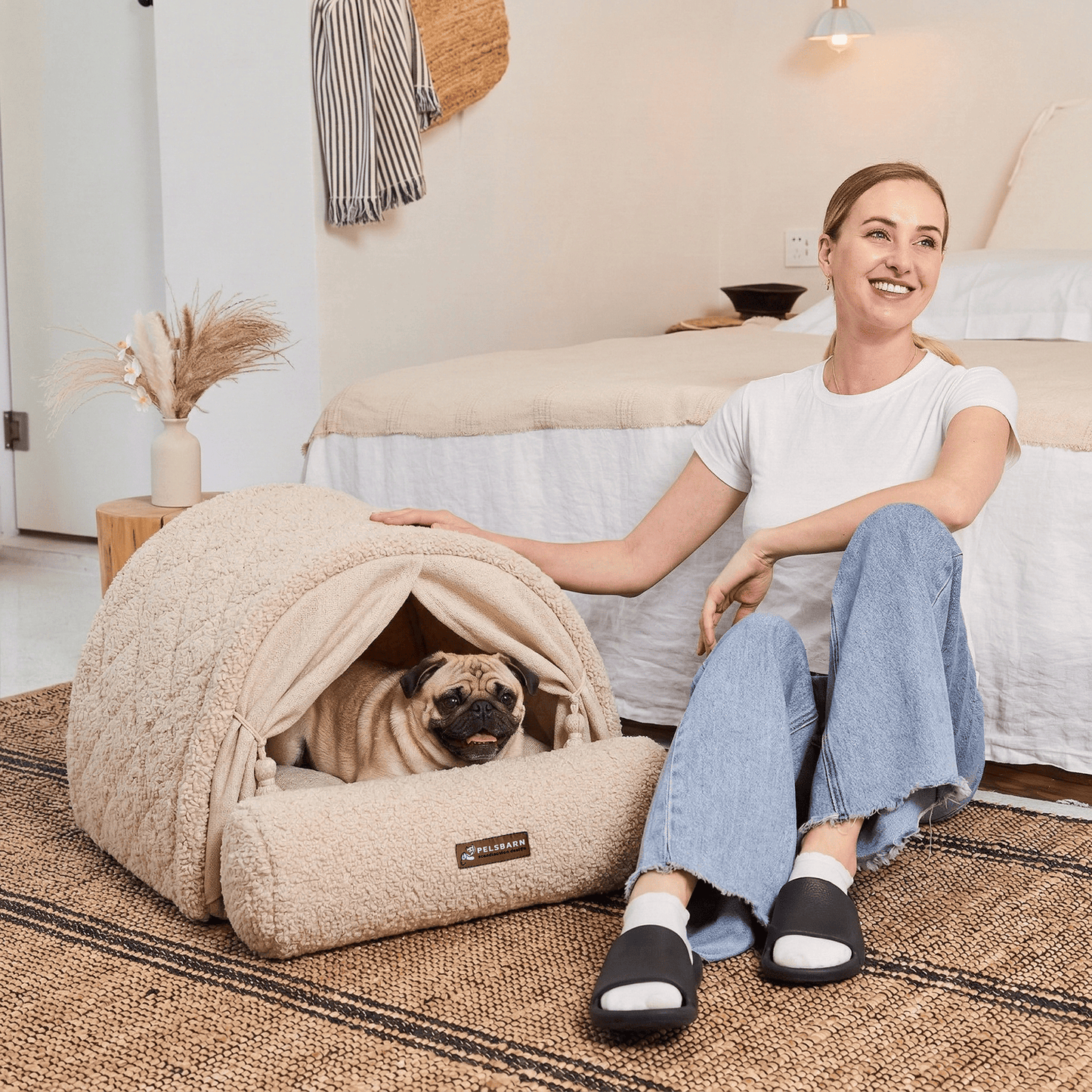 Pelsbarn Dome House Dog Bed in Boucle