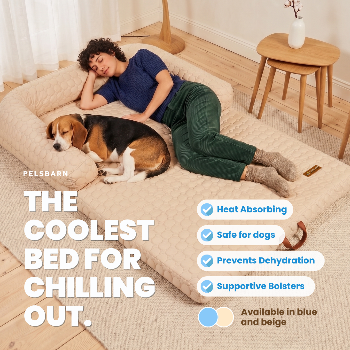 Cama refrescante para perros de tamaño humano
