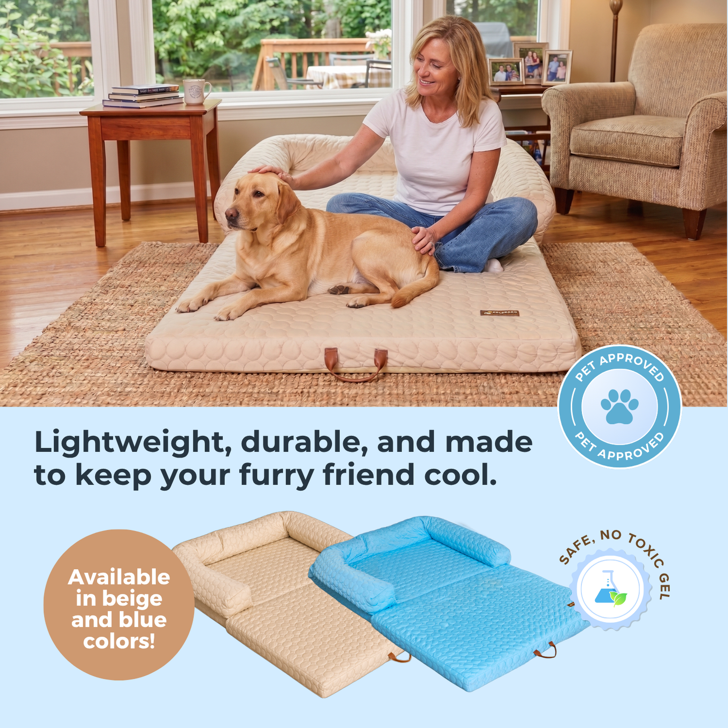 Cama refrescante para perros de tamaño humano