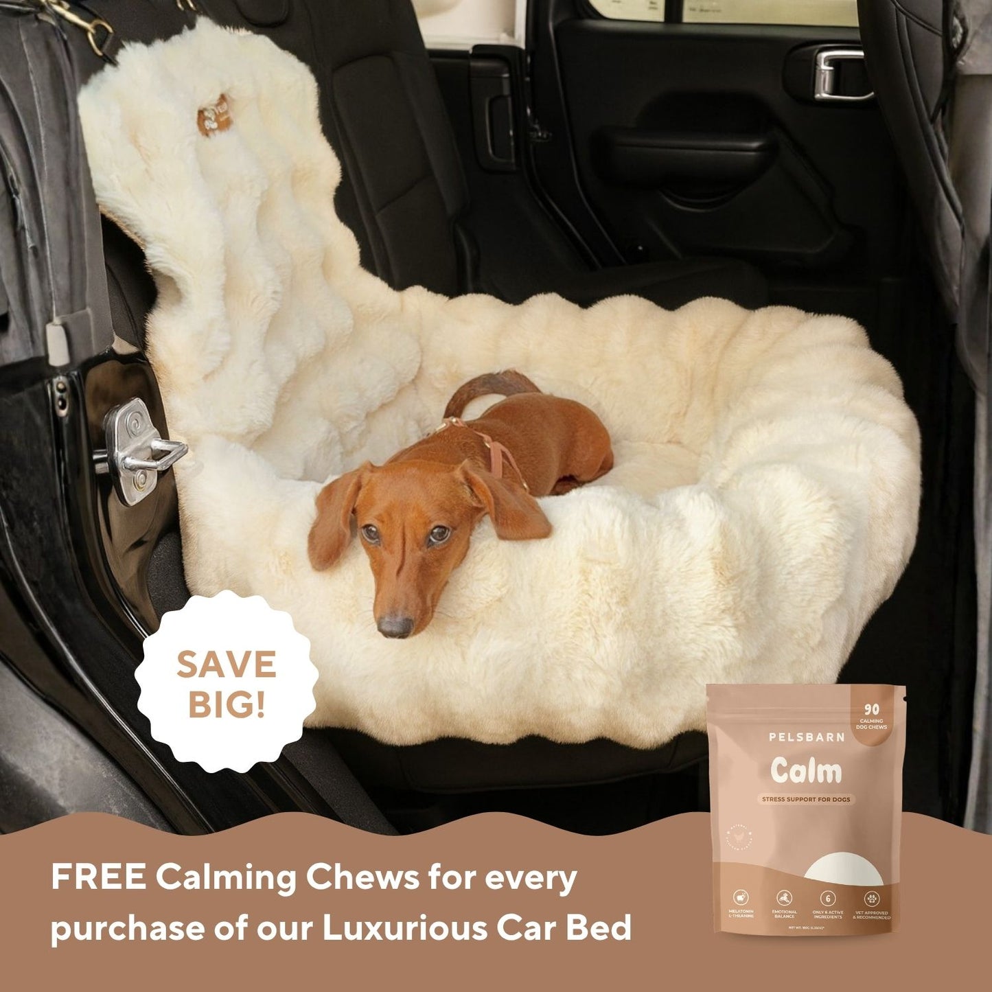 Luxurious Car Bed + Free Calming Chews