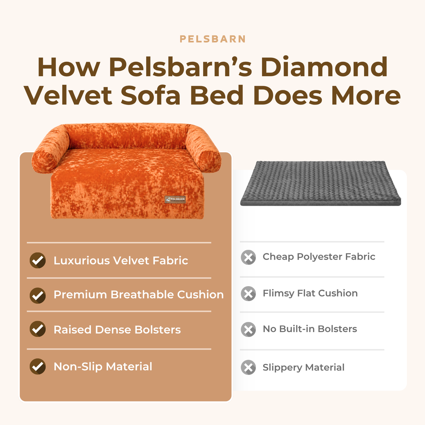 Pelsbarn Diamond Velvet Sofa Bed