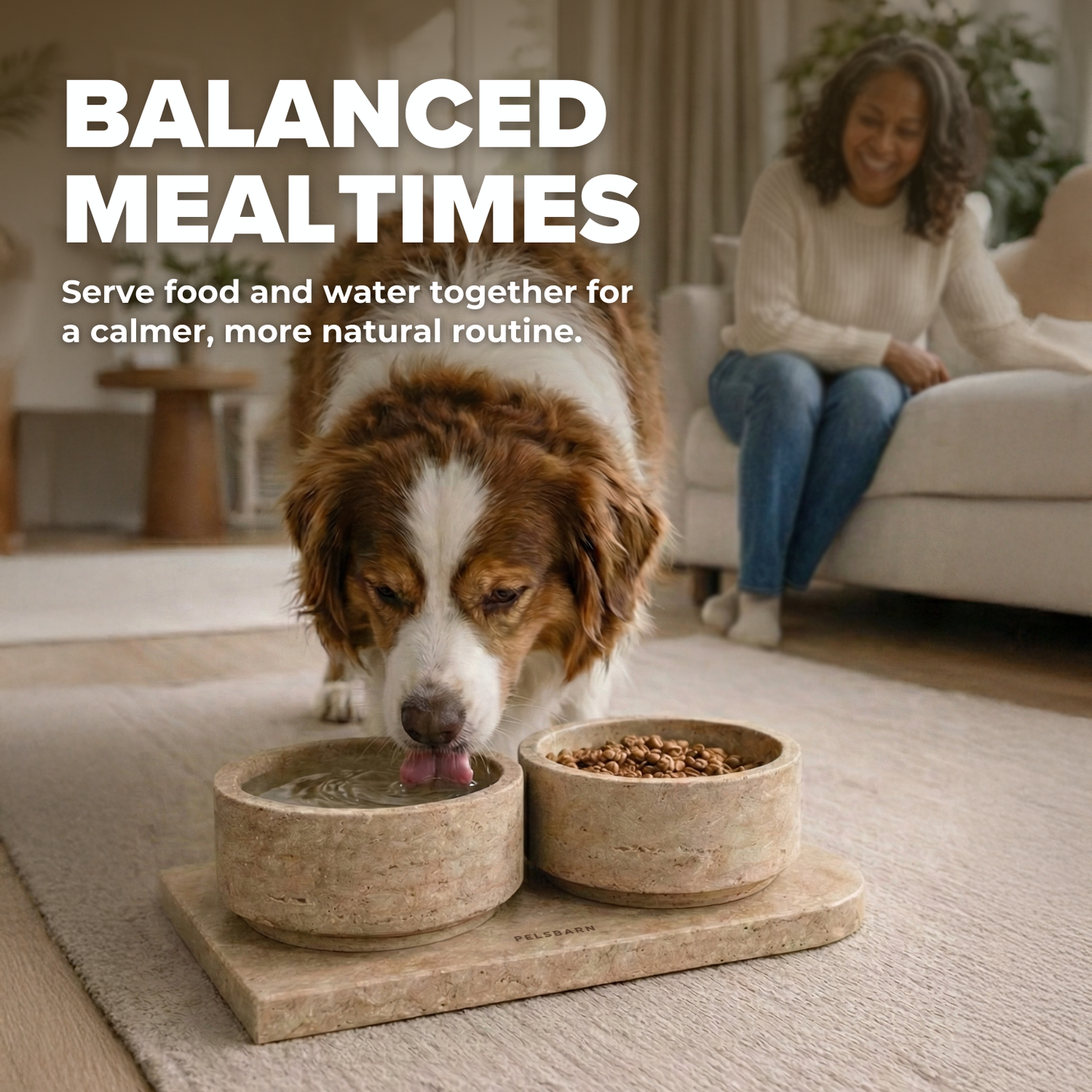 Pelsbarn Travertin Pet Bowl Set