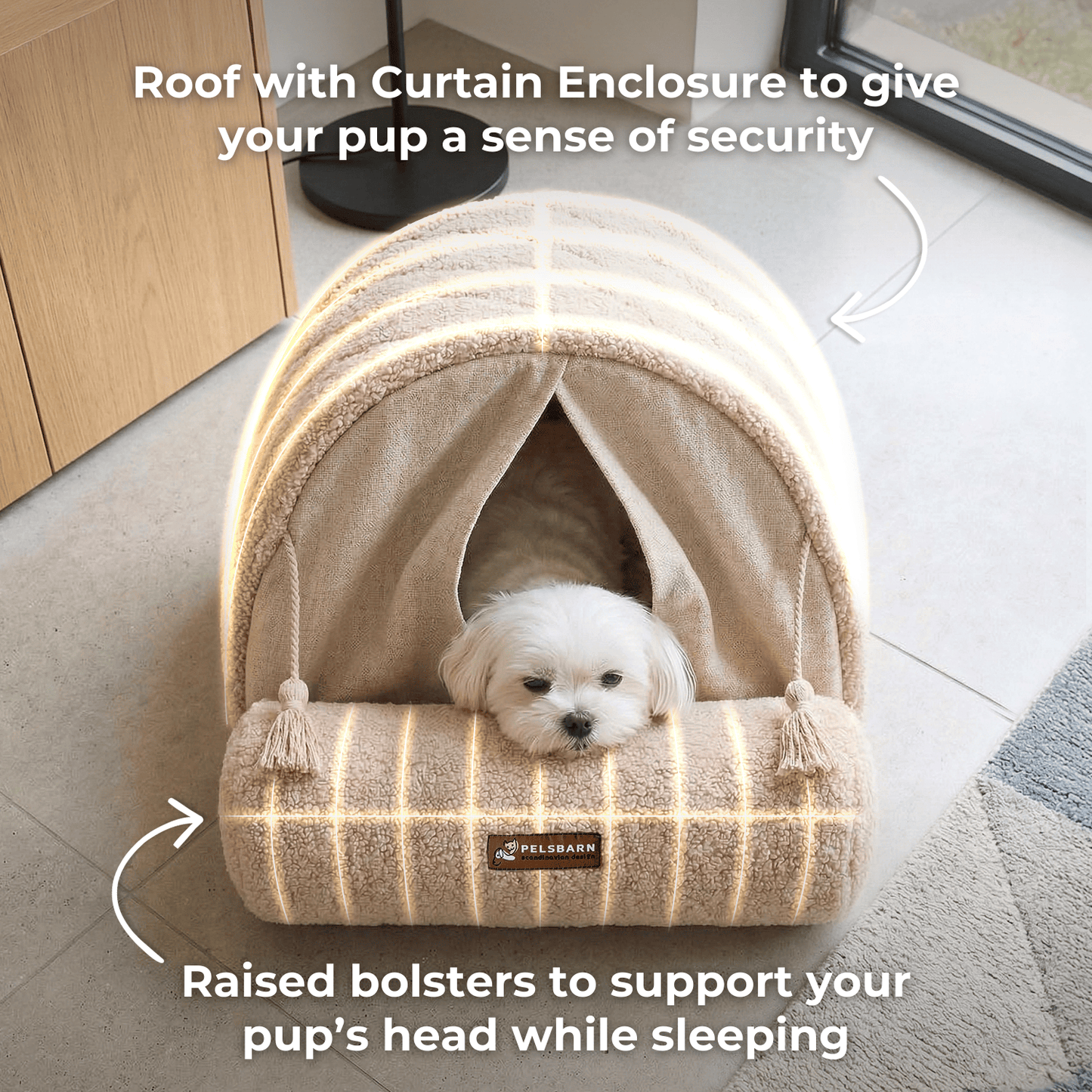 Pelsbarn Dome House Dog Bed in Boucle