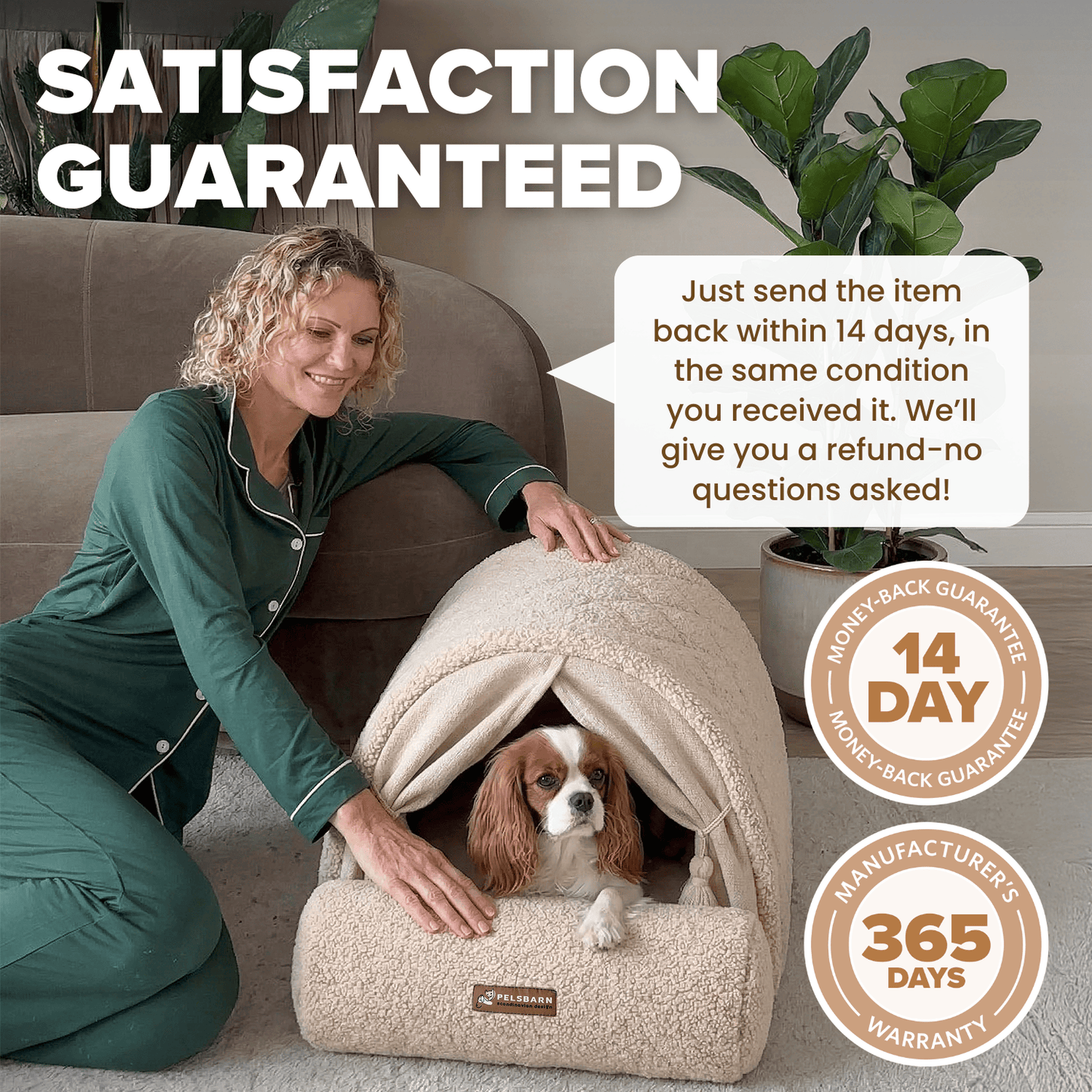Pelsbarn Dome House Dog Bed in Boucle