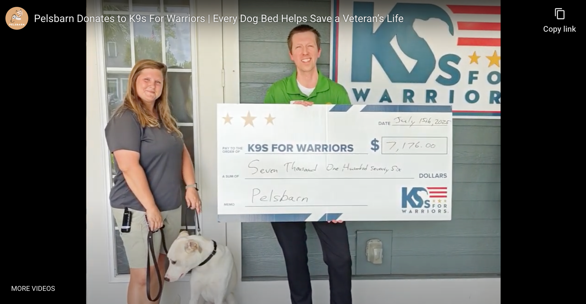 Load video: Pelsbarn Donates to K9s For Warriors | Every Dog Bed Helps Save a Veteran’s Life