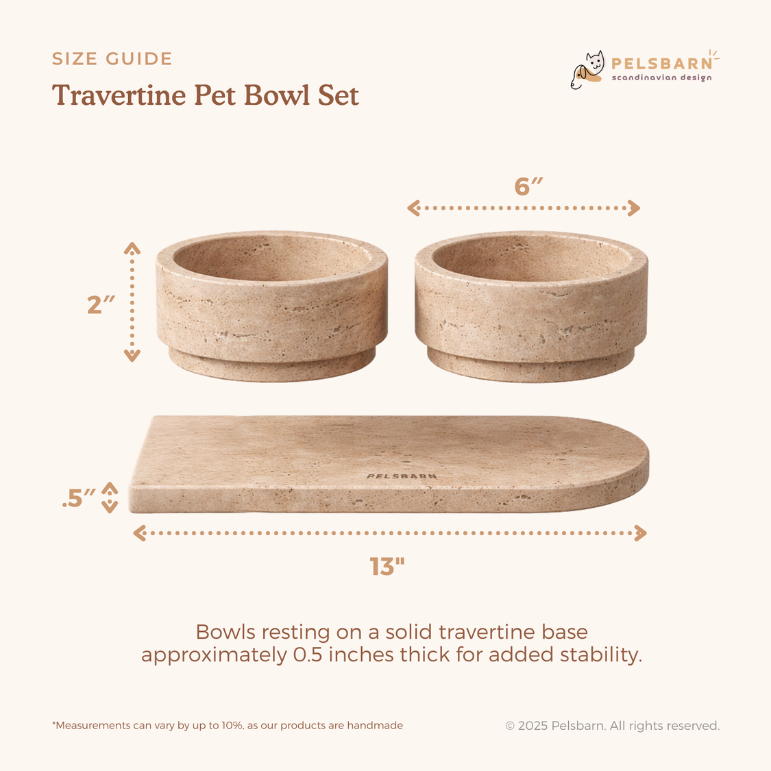 Pelsbarn Travertin Pet Bowl Set