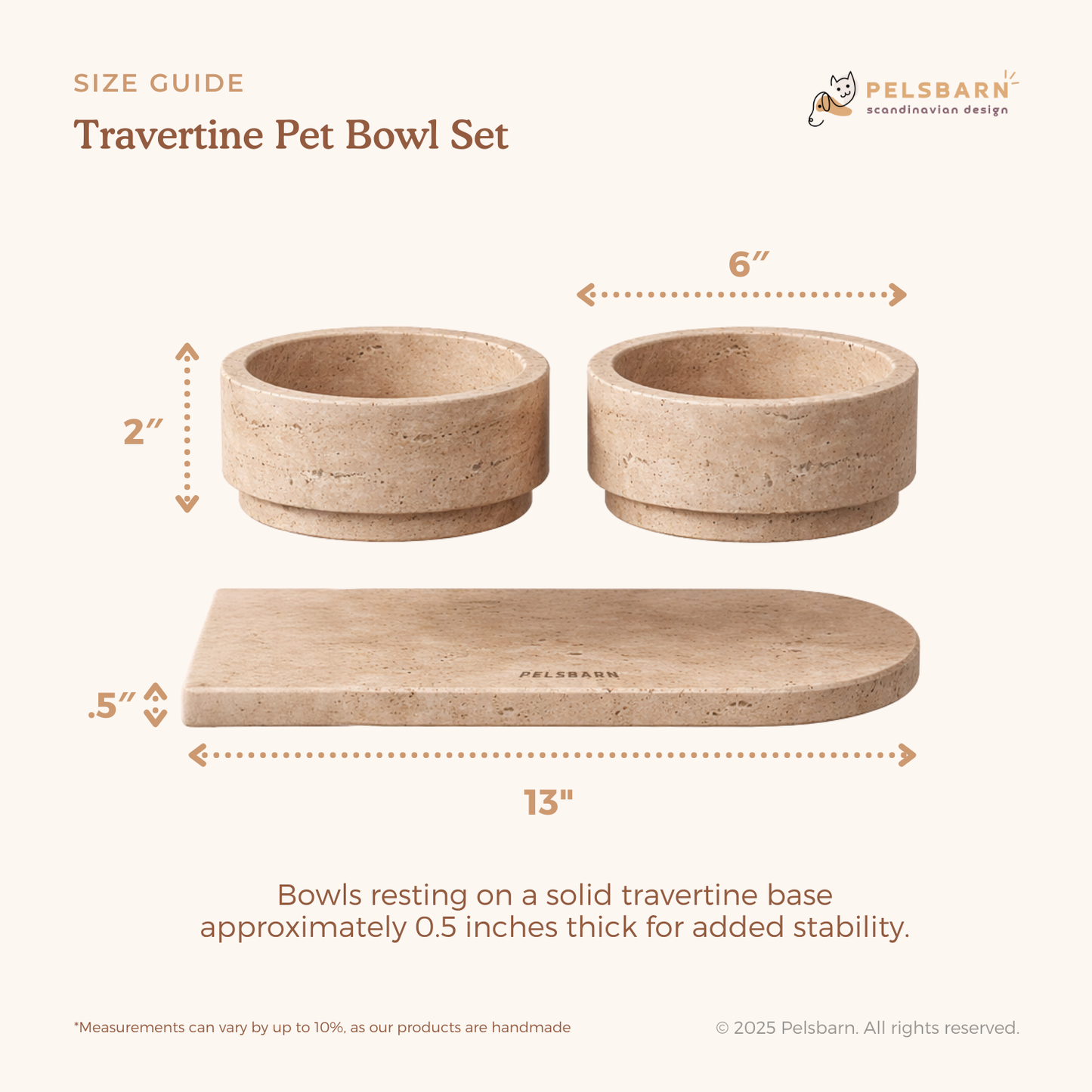 Pelsbarn Travertin Pet Bowl Set