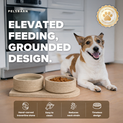 Pelsbarn Travertin Pet Bowl Set