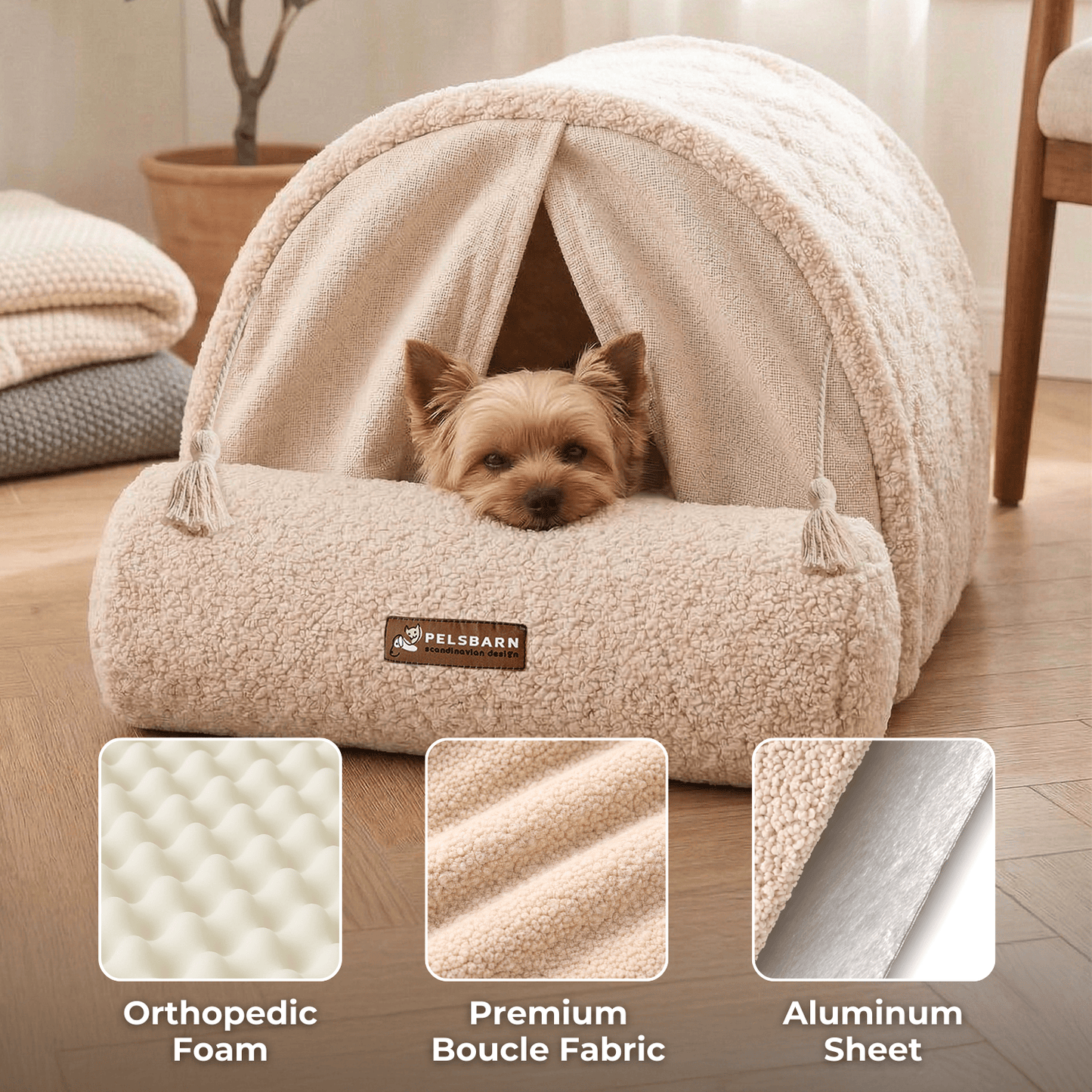 Pelsbarn Dome House Dog Bed in Boucle