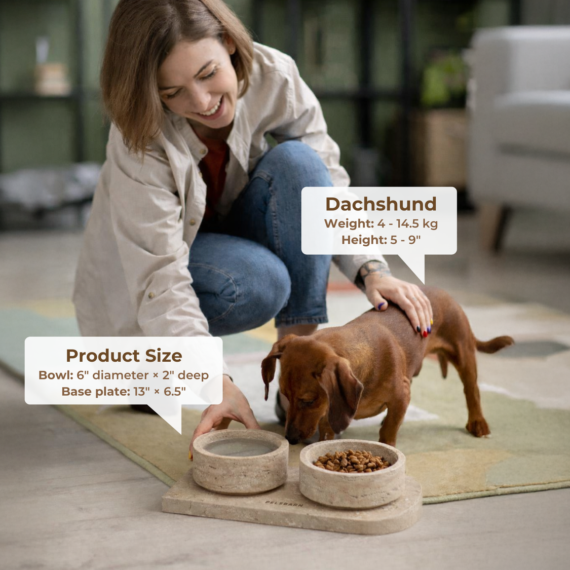 Pelsbarn Travertin Pet Bowl Set