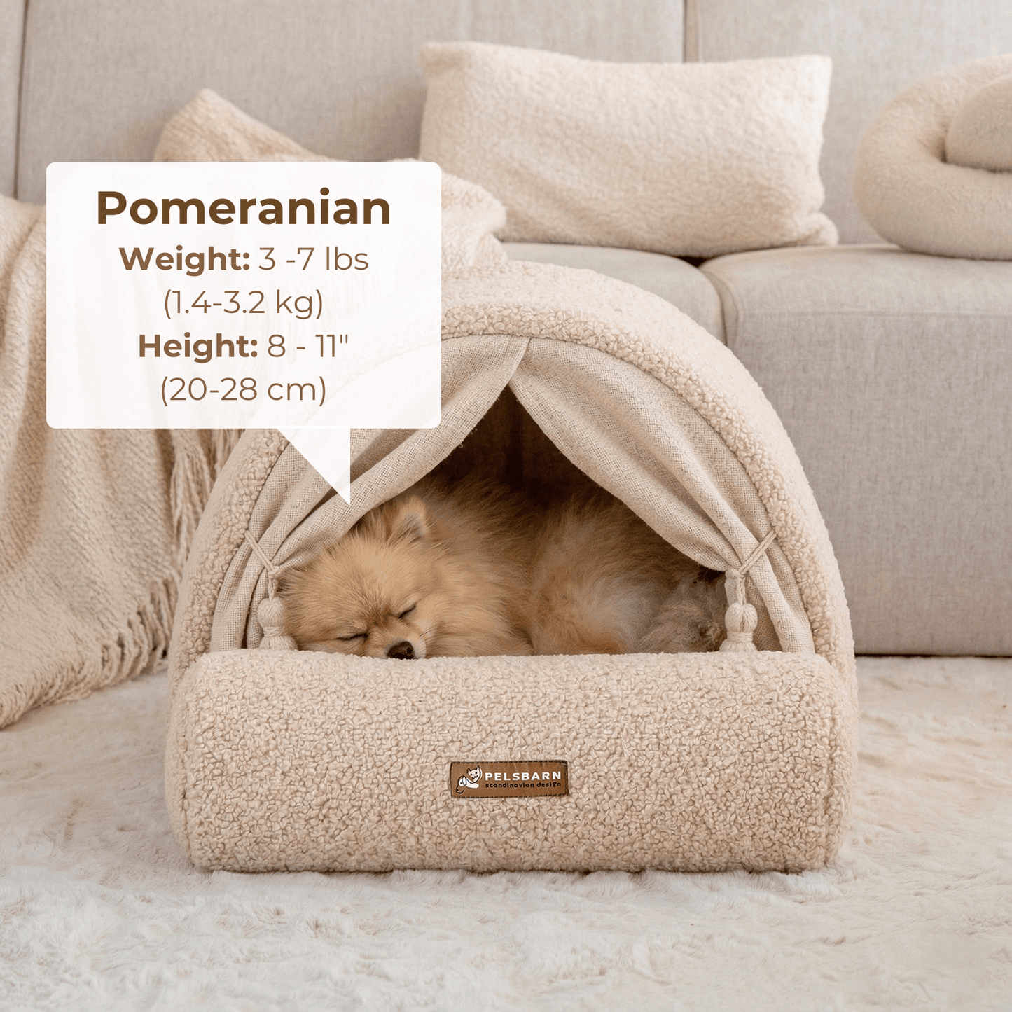 Pelsbarn Dome House Dog Bed in Boucle